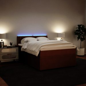 vidaXL vidaXL Łóżko kontynentalne z materacem, różowe, aksamit, 140x190 cm 4