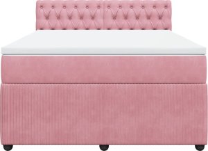 vidaXL vidaXL Łóżko kontynentalne z materacem, różowe, aksamit, 140x190 cm 6