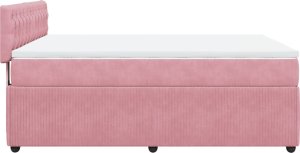 vidaXL vidaXL Łóżko kontynentalne z materacem, różowe, aksamit, 140x190 cm 7