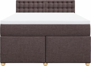 vidaXL Łóżko kontynentalne z materacem, brązowe, tkanina, 140x190 cm 4