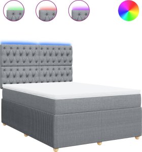 vidaXL vidaXL Łóżko kontynentalne z materacem, jasnoszare 140x200 cm, tkanina 2