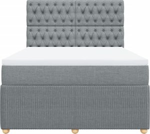 vidaXL vidaXL Łóżko kontynentalne z materacem, jasnoszare 140x200 cm, tkanina 6