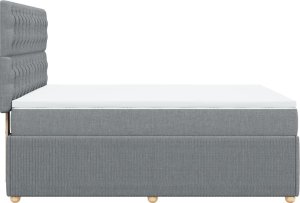 vidaXL vidaXL Łóżko kontynentalne z materacem, jasnoszare 140x200 cm, tkanina 7