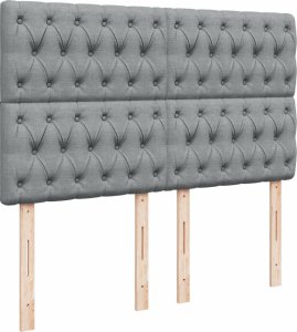 vidaXL vidaXL Łóżko kontynentalne z materacem, jasnoszare 140x200 cm, tkanina 9