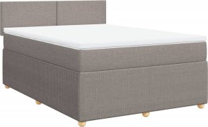 vidaXL Łóżko kontynentalne z materacem, taupe, tkanina, 160x200 cm 2