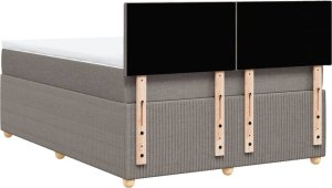vidaXL Łóżko kontynentalne z materacem, taupe, tkanina, 160x200 cm 6