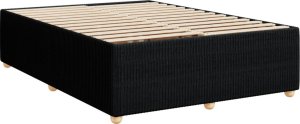 vidaXL Łóżko kontynentalne z materacem, czarne, tkanina 140x200 cm 8