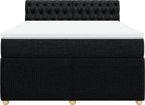 vidaXL Łóżko kontynentalne z materacem, czarne, tkanina, 140x190 cm 4