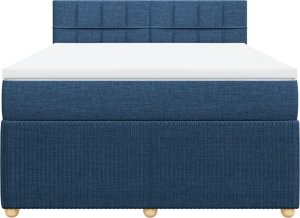 vidaXL Łóżko kontynentalne z materacem, niebieskie, tkanina 140x190 cm 4