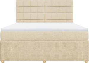 vidaXL vidaXL Łóżko kontynentalne z materacem, kremowe, tkanina, 180x200 cm 6