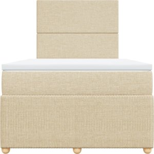 vidaXL Łóżko kontynentalne z materacem, kremowe, tkanina, 120x200 cm 4