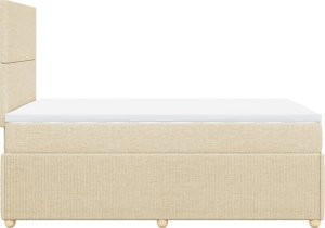 vidaXL Łóżko kontynentalne z materacem, kremowe, tkanina, 120x200 cm 5