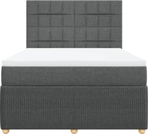 vidaXL Łóżko kontynentalne z materacem, ciemnoszara tkanina 140x200 cm 4