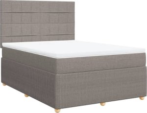 vidaXL Łóżko kontynentalne z materacem, taupe, tkanina, 160x200 cm 2
