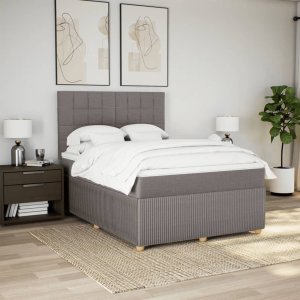 vidaXL Łóżko kontynentalne z materacem, taupe, tkanina, 160x200 cm 3