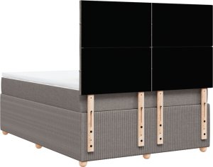 vidaXL Łóżko kontynentalne z materacem, taupe, tkanina, 160x200 cm 6
