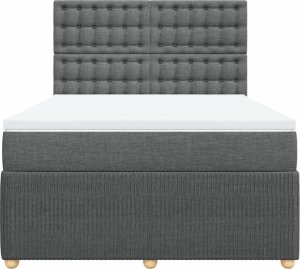 vidaXL Łóżko kontynentalne z materacem, ciemnoszara tkanina 140x200 cm 4
