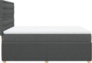 vidaXL Łóżko kontynentalne z materacem, ciemnoszara tkanina 140x200 cm 5
