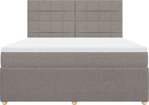 vidaXL Łóżko kontynentalne z materacem, taupe, tkanina, 180x200 cm 4