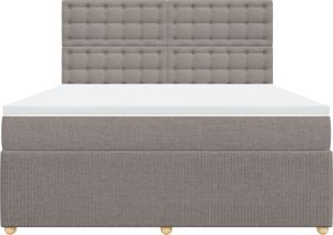 vidaXL Łóżko kontynentalne z materacem, taupe, tkanina, 180x200 cm 4