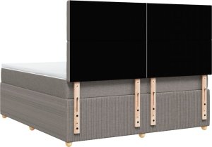 vidaXL Łóżko kontynentalne z materacem, taupe, tkanina, 180x200 cm 6