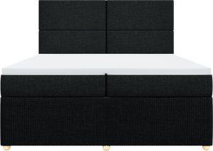 vidaXL Łóżko kontynentalne z materacem, czarne, tkanina, 200x200 cm 4