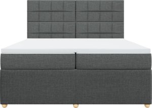 vidaXL Łóżko kontynentalne z materacem, ciemnoszara tkanina 200x200 cm 4