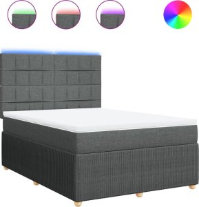 vidaXL vidaXL Łóżko kontynentalne z materacem, ciemnoszara tkanina 140x190 cm 2