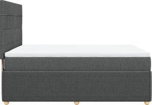vidaXL vidaXL Łóżko kontynentalne z materacem, ciemnoszara tkanina 140x190 cm 7