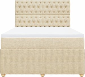 vidaXL Łóżko kontynentalne z materacem, kremowe, tkanina, 140x190 cm 4