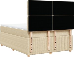 vidaXL Łóżko kontynentalne z materacem, kremowe, tkanina, 140x190 cm 6