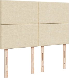 vidaXL Łóżko kontynentalne z materacem, kremowe, tkanina, 140x190 cm 7