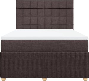 vidaXL Łóżko kontynentalne z materacem, brązowe, tkanina, 140x190 cm 4