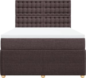 vidaXL Łóżko kontynentalne z materacem, brązowe, tkanina, 140x190 cm 4