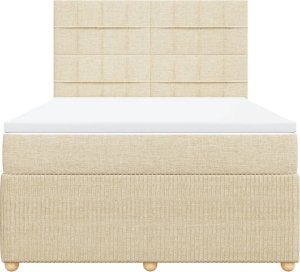 vidaXL Łóżko kontynentalne z materacem, kremowe, tkanina, 140x190 cm 4