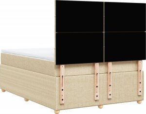 vidaXL Łóżko kontynentalne z materacem, kremowe, tkanina, 140x190 cm 6