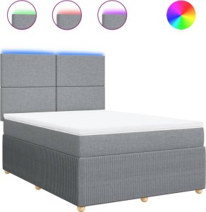 vidaXL vidaXL Łóżko kontynentalne z materacem, jasnoszare, tkanina, 140x190cm 2