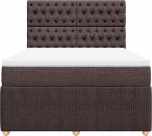 vidaXL Łóżko kontynentalne z materacem, brązowe, tkanina, 140x190 cm 4