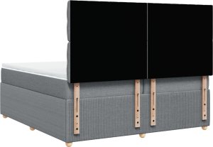 vidaXL Łóżko kontynentalne z materacem, jasnoszare, tkanina 200x200 cm 6