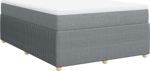 vidaXL Łóżko kontynentalne z materacem, jasnoszare 140x200 cm, tkanina 2