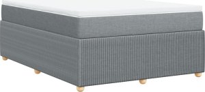 vidaXL Łóżko kontynentalne z materacem, jasnoszare 140x200 cm, tkanina 6