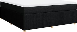 vidaXL Łóżko kontynentalne z materacem, czarne, tkanina, 200x200 cm 2