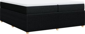 vidaXL Łóżko kontynentalne z materacem, czarne, tkanina, 200x200 cm 6