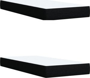 vidaXL Łóżko kontynentalne z materacem, czarne, tkanina, 200x200 cm 8