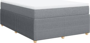 vidaXL Łóżko kontynentalne z materacem, jasnoszare, tkanina 160x200 cm 2
