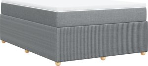 vidaXL Łóżko kontynentalne z materacem, jasnoszare, tkanina 160x200 cm 6