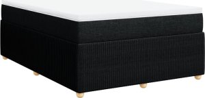 vidaXL Łóżko kontynentalne z materacem, czarne, tkanina, 140x190 cm 2