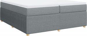 vidaXL Łóżko kontynentalne z materacem, jasnoszare, tkanina 200x200 cm 2