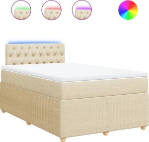 vidaXL vidaXL Łóżko kontynentalne z materacem, kremowe, tkanina, 120x200 cm 2