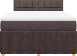 vidaXL vidaXL Łóżko kontynentalne z materacem, brązowe, tkanina, 140x190 cm 6